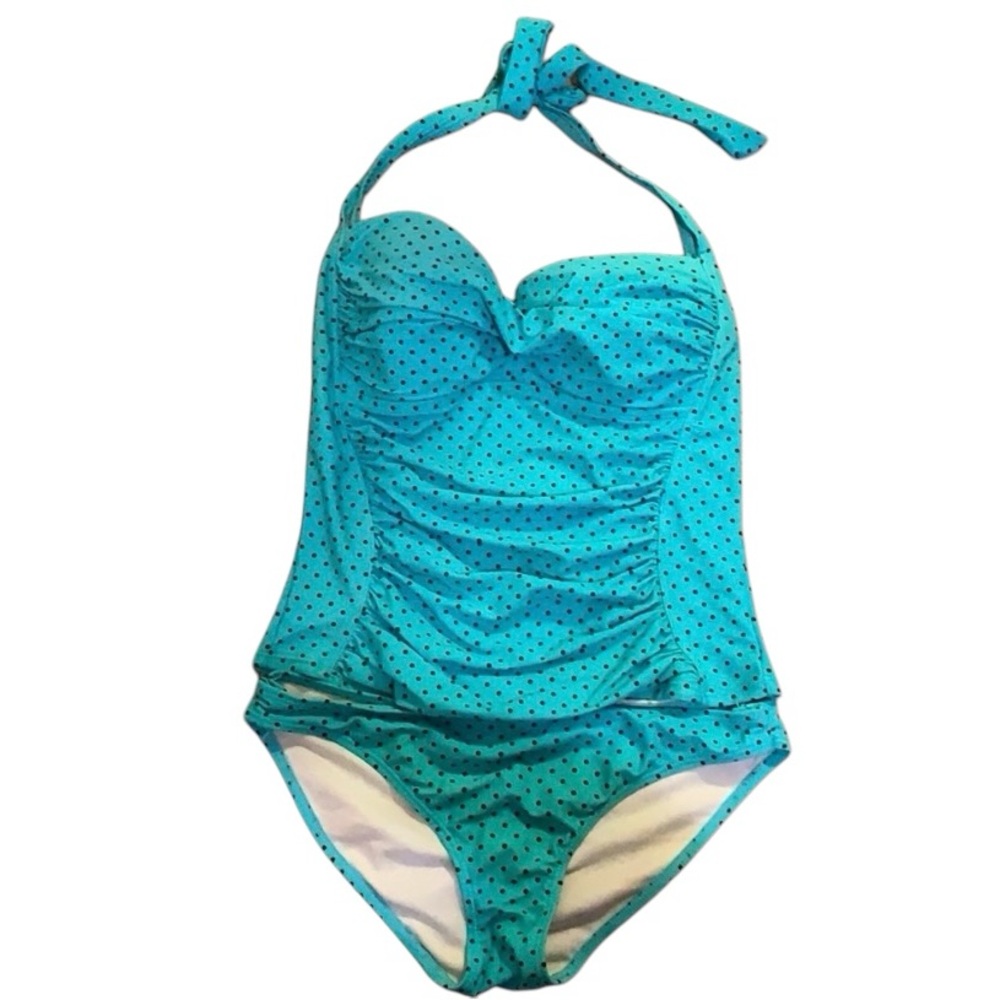 Ingear Blue Polka Dotted Halter Neck Tankini Size Medium